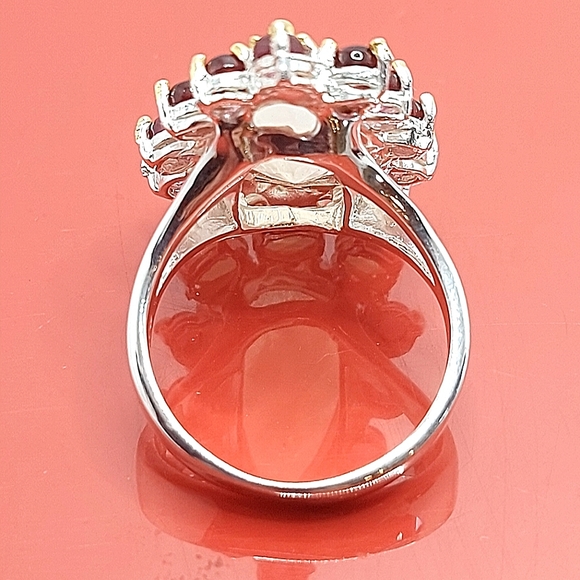 Natural 14 ct‎ Not Enhanced Moonstone 925 Sterling Silver Ring Size 8 - Picture 8 of 12